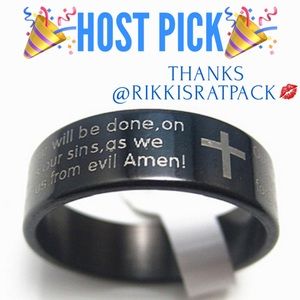 🌻HostPick🌻Stainless Steel Lord's Prayer Cross Ring NEW size 7 others available